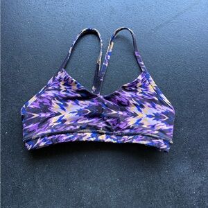 Fleo Purple and Yellow Patterned Sports Bra
